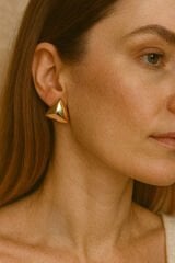 Premium Seri Xuping Metal Piramit Tasarım Kararmaz Renk Atmaz Kadın Çelik Küpe