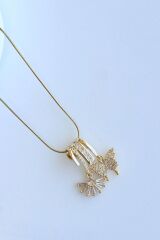 Yeni Sezon Zirkon Taşlı Kelebek Motifli Kadın Çelik Kolye