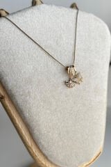 Yeni Sezon Zirkon Taşlı Kelebek Motifli Kadın Çelik Kolye