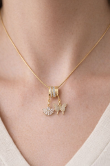 Yeni Sezon Zirkon Taşlı Kelebek Motifli Kadın Çelik Kolye