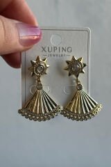 Yelpaze Tasarım Xuping 14K Altın Kaplama Kadın Çelik Küpe