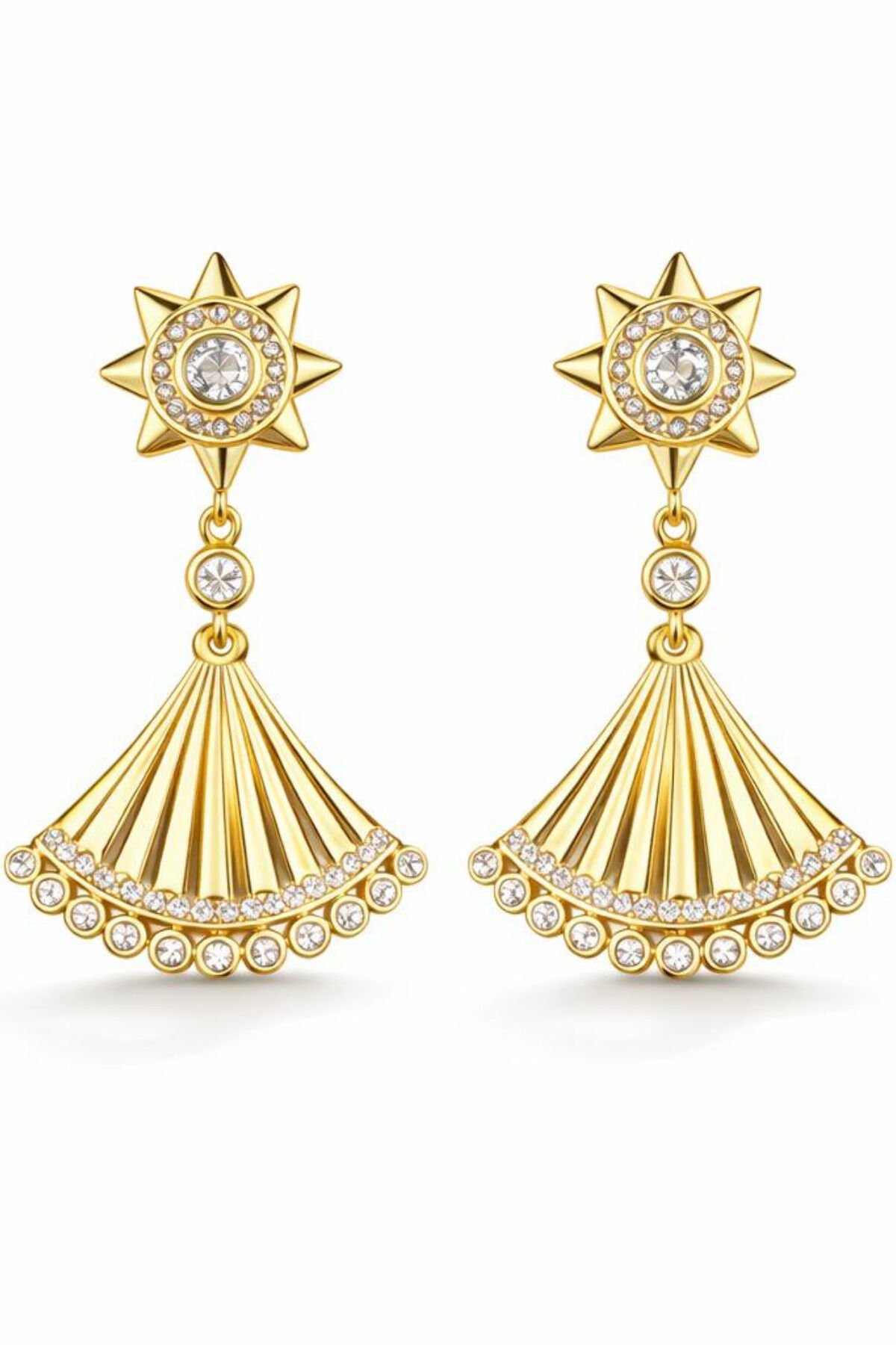 Yelpaze Tasarım Xuping 14K Altın Kaplama Kadın Çelik Küpe