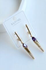 VİP Xuping Opal Damla Taşlı Tasarım Kararmaz Renk Atmaz Kadın Çelik Küpe