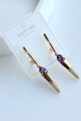 VİP Xuping Opal Damla Taşlı Tasarım Kararmaz Renk Atmaz Kadın Çelik Küpe