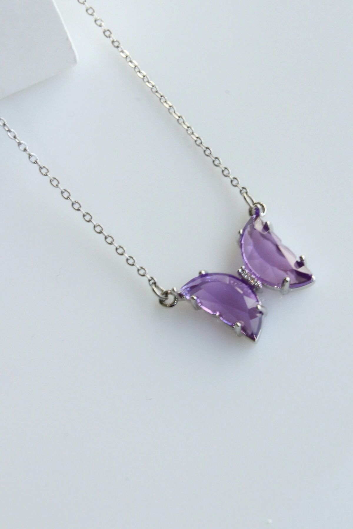 Yeni Sezon Kelebek Tasarım Rodyum Kaplama Kadın Çelik Kolye