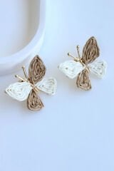 Yeni Sezon Hasır Kelebek Tasarım Yazlık Hafif Kadın Küpe