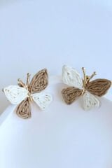 Yeni Sezon Hasır Kelebek Tasarım Yazlık Hafif Kadın Küpe