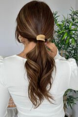 Mermer Görünümlü Tümsek Tasarım Gold Detaylı Kadın Lastik Toka