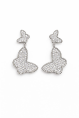 Sallantılı Full Zirkon Taşlı Kelebek Model Çivi Kadın Küpe