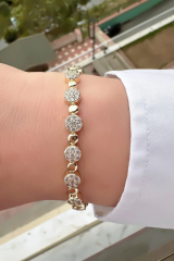 Crystal Sphere Kuyumcu İşçiliği 14K Altın Kaplama Premium Seri Kadın Çelik Bileklik