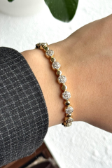 Crystal Sphere Kuyumcu İşçiliği 14K Altın Kaplama Premium Seri Kadın Çelik Bileklik