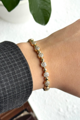 Crystal Sphere Kuyumcu İşçiliği 14K Altın Kaplama Premium Seri Kadın Çelik Bileklik