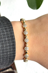 Crystal Sphere Kuyumcu İşçiliği 14K Altın Kaplama Premium Seri Kadın Çelik Bileklik