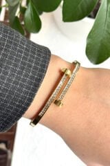 Premium Seri Crt Çivi Tasarım Kadın Çelik Kelepçe Bileklik