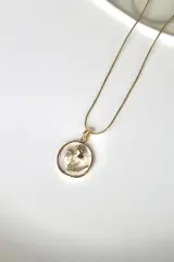 Vintage Incili Beyaz Gül Motifli 3d Tablo Tasarım Kadın Çelik Kolye