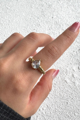 Premıum Seri Damla Taş Kadın Numaralı Çelik Yüzük