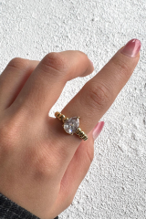 Premıum Seri Damla Taş Kadın Numaralı Çelik Yüzük