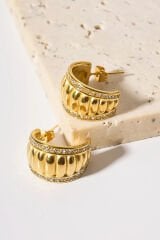 Premium Seri Ribbed Bombe Tasarım Kadın Çelik Küpe