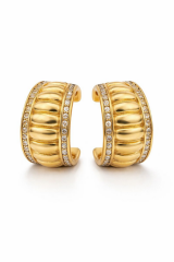 Premium Seri Ribbed Bombe Tasarım Kadın Çelik Küpe