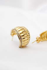 Premium Seri Ribbed Bombe Tasarım Kadın Çelik Küpe