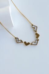 Exclusive Seri Çelik Kalp Mine Kalp Detaylı Kadın Çelik Kolye