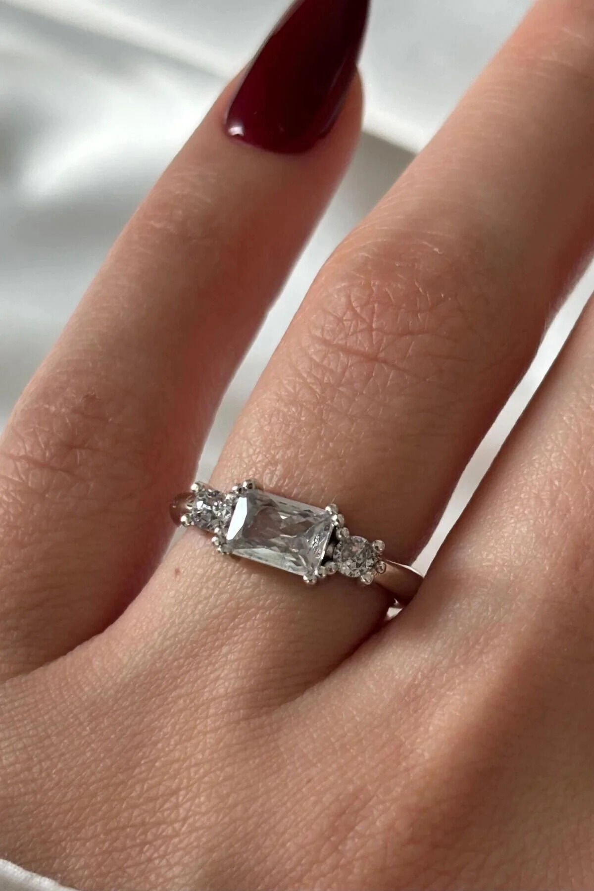 Özel Seri 3 Taşlı Vintage Tasarım Kadın Yüzük