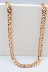 Exclusive Seri Rose Renk Klasik Geniş Zincir Model Kadın Çelik Kolye