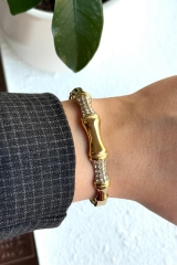 Özel Seri Bone Luxe Tasarım Zirkon Taşlı Kemik Model Kadın Çelik Kelepçe