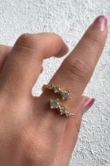 Zarif Zirkon Taşlı Sarmal Tasarım Ayarlanabilir Kadın Yüzük