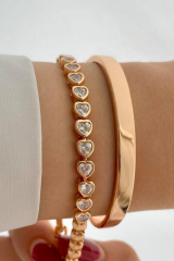 Özel Seri Su Yolu Kalp Tasarım Rose Renk Xuping Kadın Çelik Bileklik