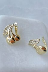 Kiraz Tasarım Xuping 14 K Gold Kadın Çelik Küpe