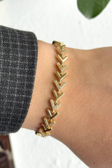 Vera Chain V Model Kuyumcu İşçiliği 14K Altın Kaplama Premium Seri Kadın Çelik Bileklik