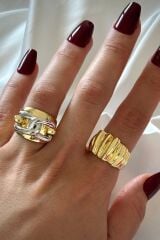 Yeni Sezon Popular 2 Li Gold Kombin Tasarım Çoklu Ayarlanabilir Kadın Yüzük Seti