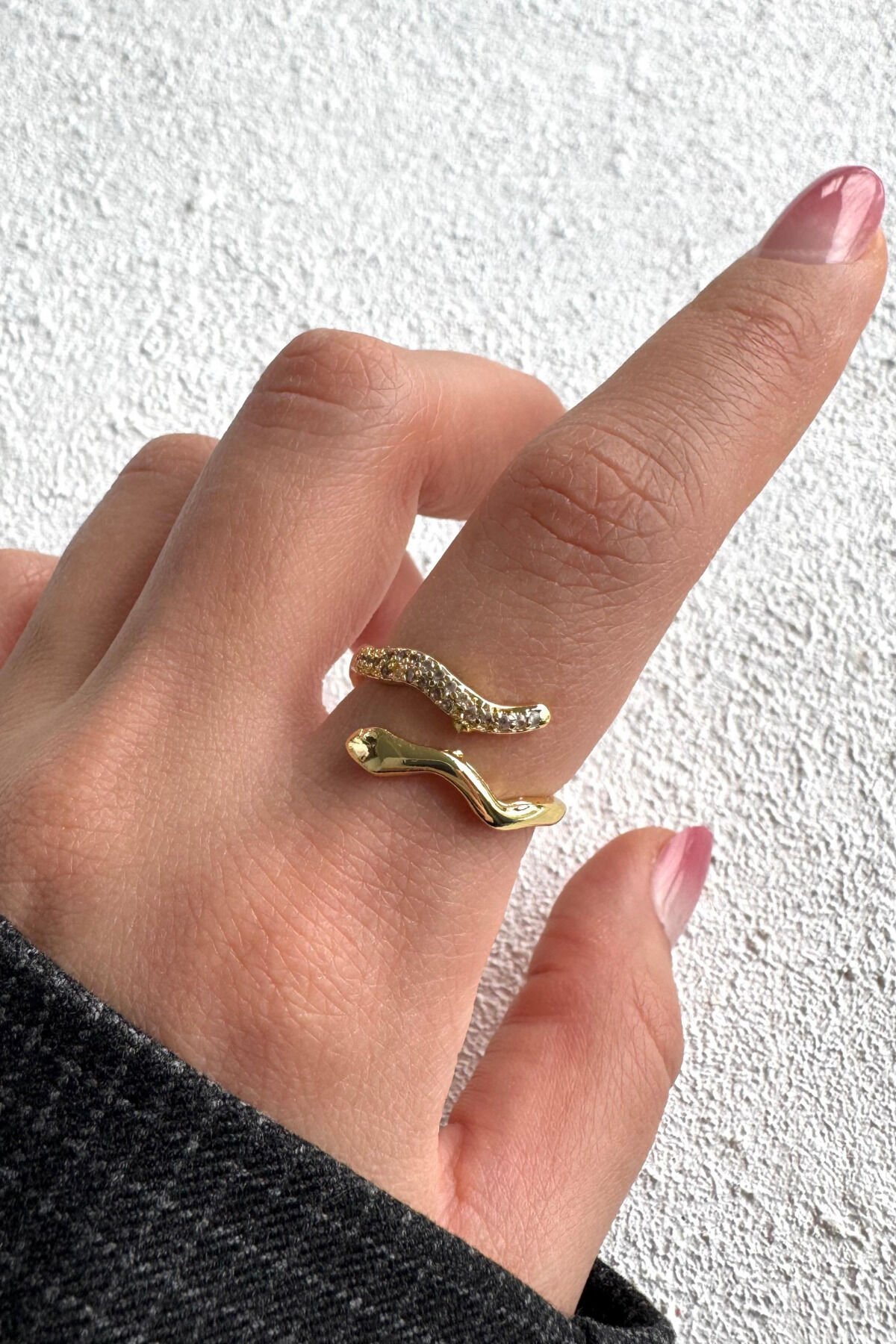 Yılan Tasarım Blg Model Ayarlanabilir Kadın Yüzük