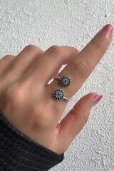 İkili Nazar Boncuğu Tasarım Ayarlanabilir Kadın Yüzük