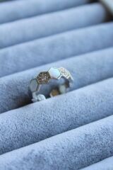 VIP %100 İthal Petek Tasarım Zirkon Taşlı Model Kararmaz Ayarlanabilir Kadın Çelik Yüzük