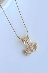 Yeni Sezon Zirkon Taşlı Kelebek Motifli Kadın Çelik Kolye