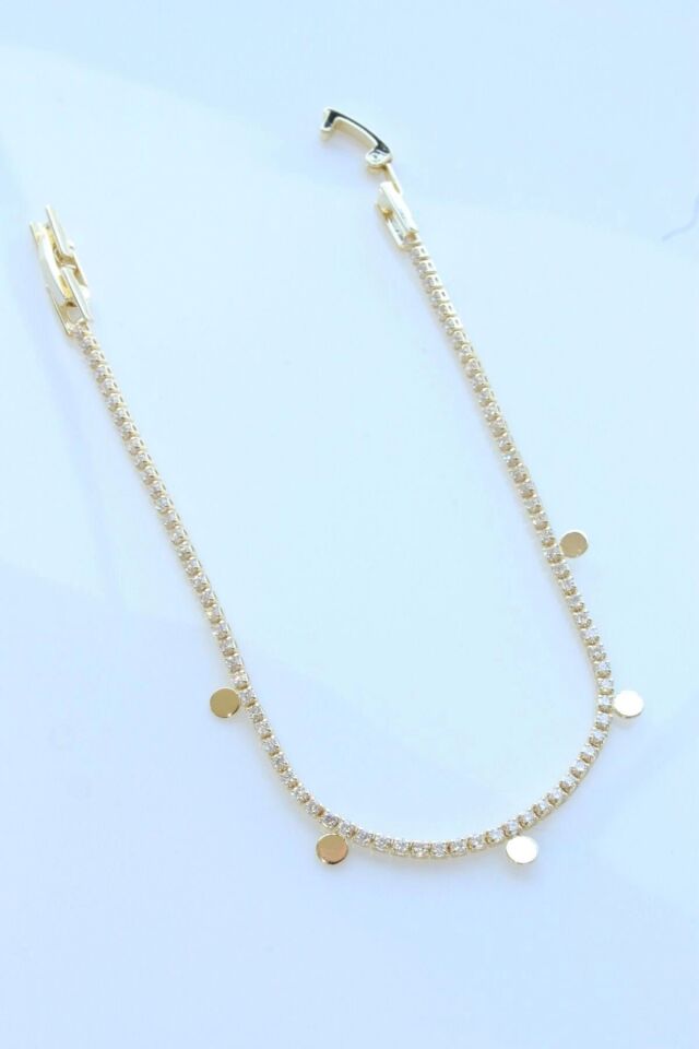 V.İ.P Seri Full Taşlı Su Yolu Çoklu Pul Model Renk Atmaz Kararmaz Garantili Kadın Çelik Bileklik Gold
