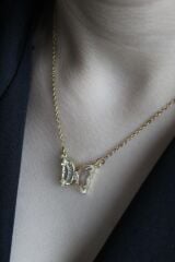 Yeni Sezon Kelebek Tasarım Gold Kaplama Kadın Çelik Kolye