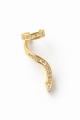 Yılan Tasarım Dizi Baget Zirkon Taşlı Kıkırdaklı Earcuff Küpe Gold