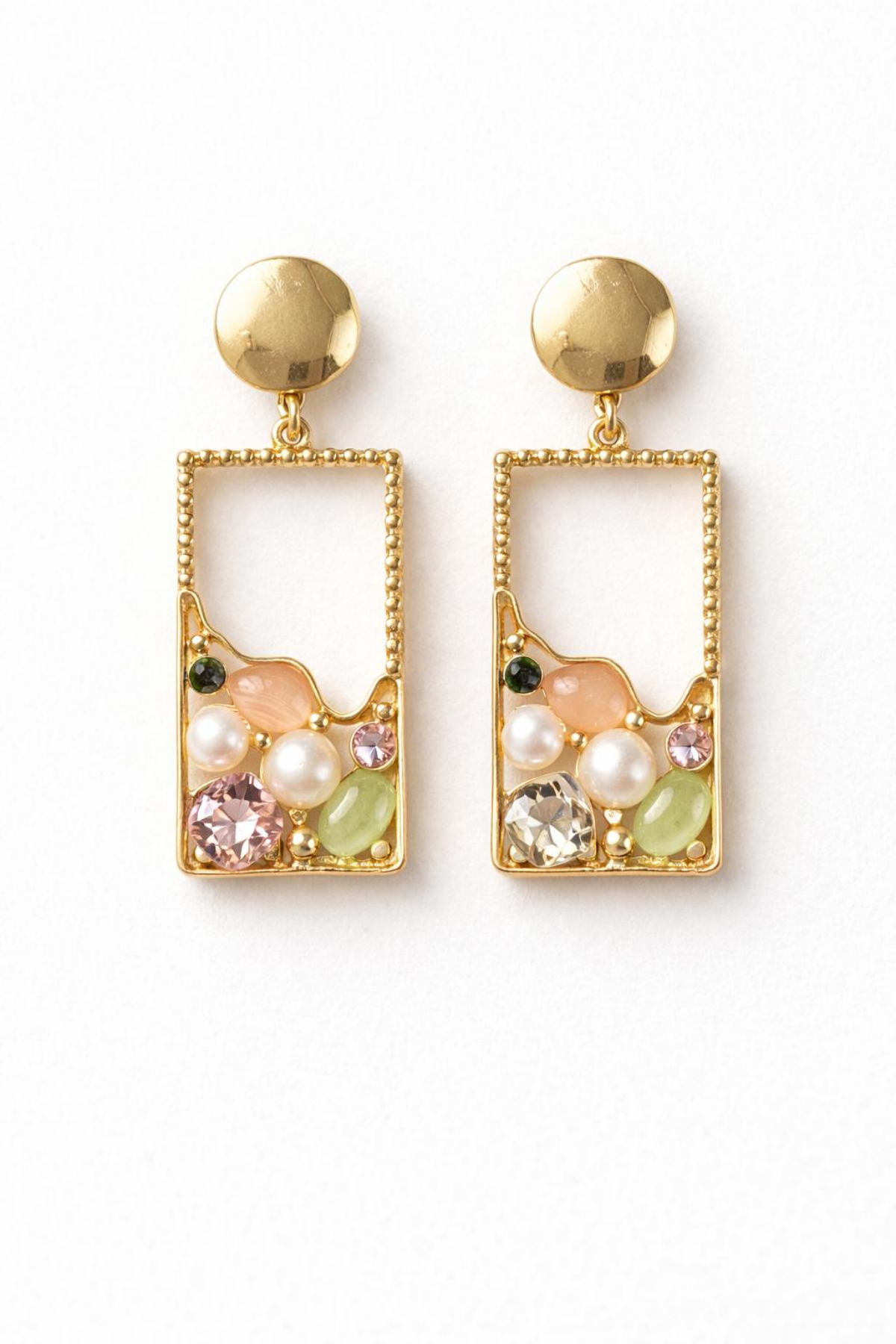 Yeni Sezon Çerçeve Sallantılı Renkli Zirkon Taşlı Tasarım Kararmaz Renk Atmaz Kadın Çelik Küpe