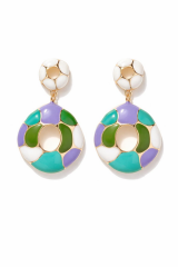 Yeni Sezon VIP Sallantılı Renkli Mineli Taşlı Tasarım Kararmaz Renk Atmaz Kadın Çelik Küpe