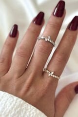 İthal Seri Zarif Zirkon Taşlı Kelebek Tasarım Ayarlanabilir Kadın Çelik Yüzük