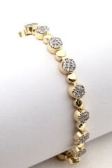 Crystal Sphere Kuyumcu İşçiliği 14K Altın Kaplama Premium Seri Kadın Çelik Bileklik