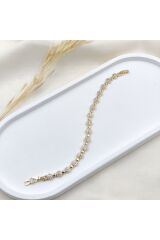 Crystal Sphere Kuyumcu İşçiliği 14K Altın Kaplama Premium Seri Kadın Çelik Bileklik