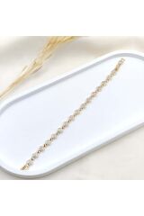 Crystal Sphere Kuyumcu İşçiliği 14K Altın Kaplama Premium Seri Kadın Çelik Bileklik