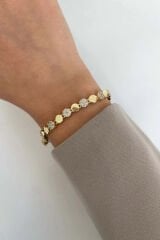 Crystal Sphere Kuyumcu İşçiliği 14K Altın Kaplama Premium Seri Kadın Çelik Bileklik