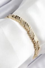 Premıum Seri Lıora Tasarım Yatay Çizgi Görünüm Zirkon Taşlı 14K Xuping Kadın Çelik Bileklik