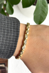 Royal Diamond Kuyumcu İşçiliği 14K Altın Kaplama Premium Seri Kadın Çelik Bileklik