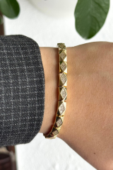 Royal Diamond Kuyumcu İşçiliği 14K Altın Kaplama Premium Seri Kadın Çelik Bileklik